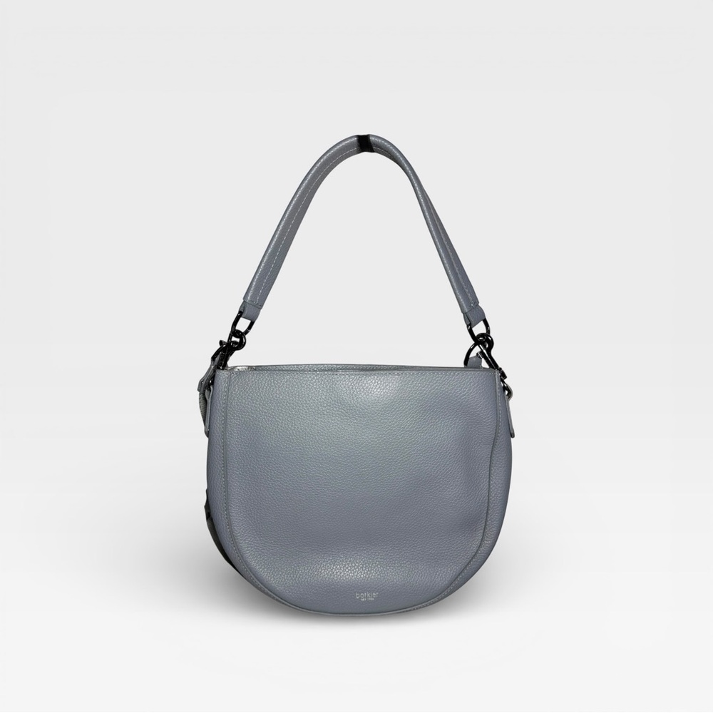 Botkier Beatrice Saddle Leather Crossbody Shoulder Bag Graphite Gray Pebbled Lea - Picture 3 of 7